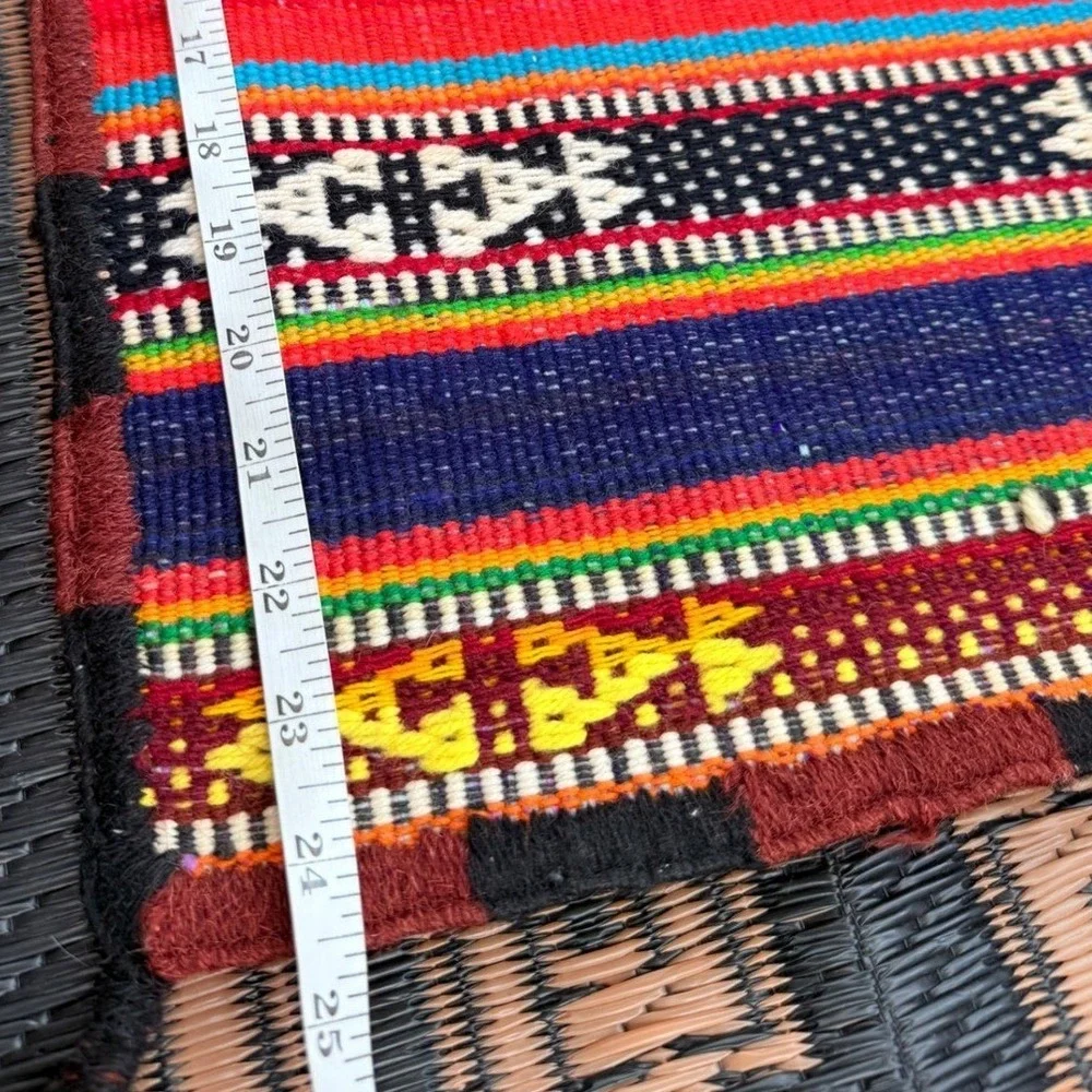 Vintage Handwoven Tribal Striped Pillow Case Tassels Boho‎ Seating Cover 24x23